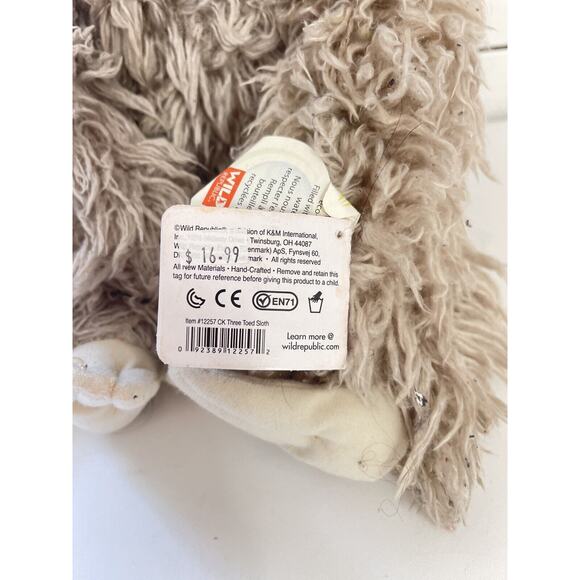 Wild Republic THREE TOED SLOTH 12" Plush Cuddlekins Stuffed Animal Toy - Picture 5 of 6